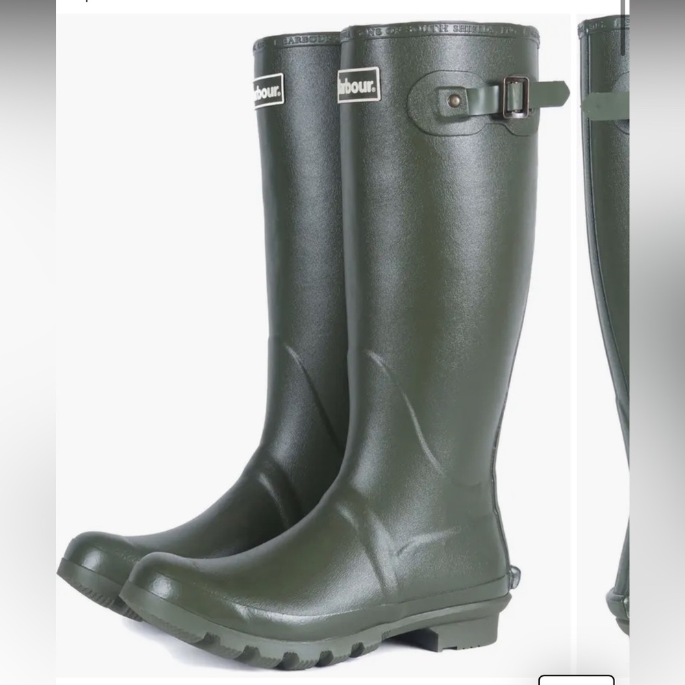 Barbour Men's Bede Olive Wellington Boots Rain 9 NWOT